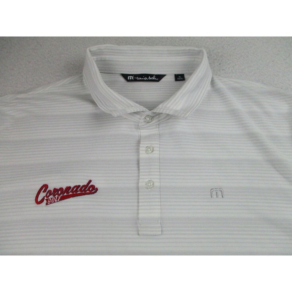 Travis Mathew Polo Shirt Mens XL Coronado White Striped Embroidered Short Sleeve - Picture 3 of 9
